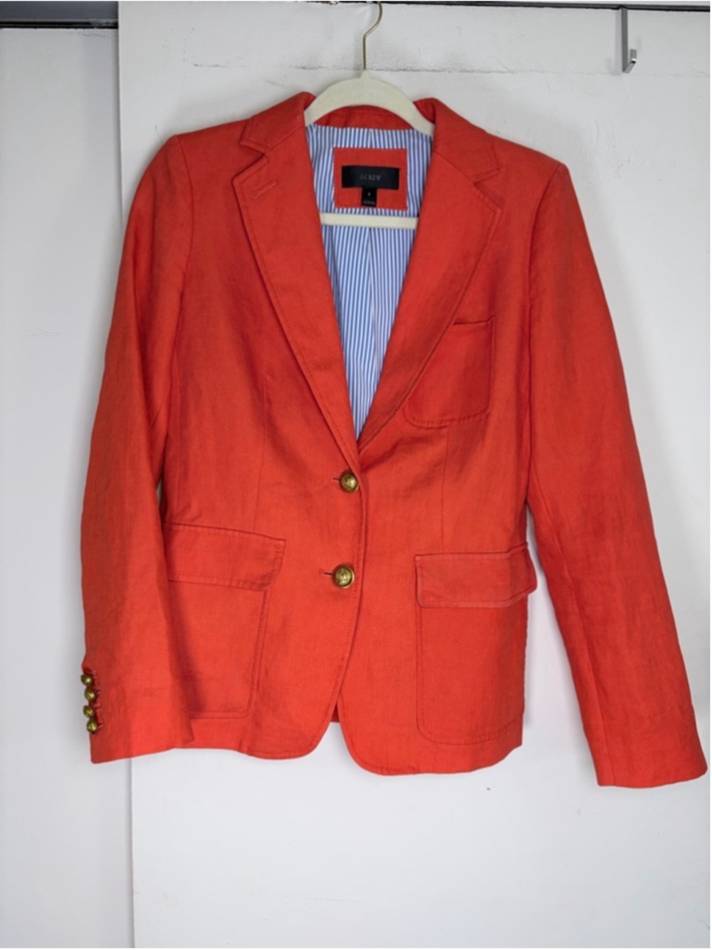 J.Crew Rhodes Linen Blazer Jacket Fiery Sunset Orange Size 6